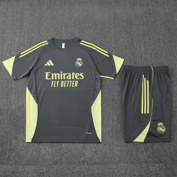 25/26 Real Madrid Short sleeve Adult training suit dark grey