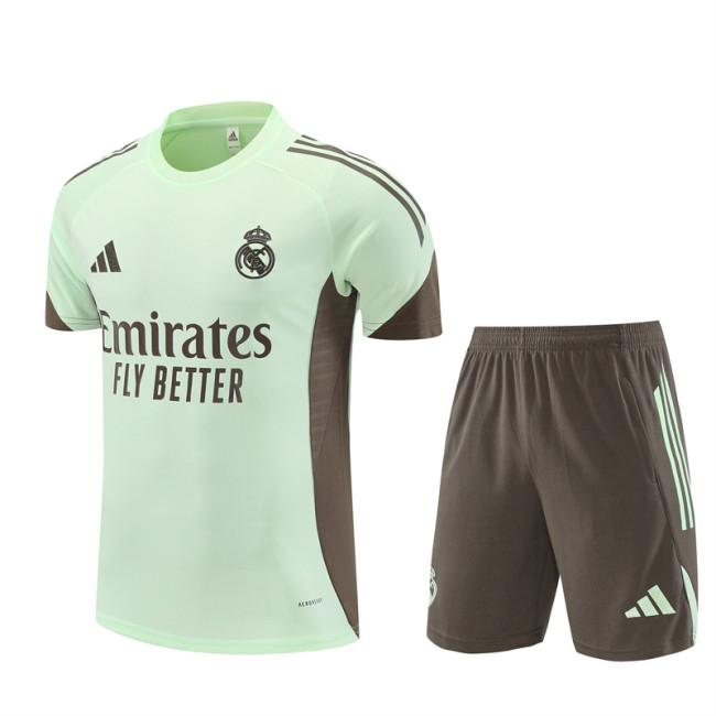 25/26 Real Madrid kids Short sleeve training suit light green