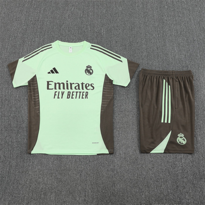 25/26 Real Madrid kids Short sleeve training suit light green