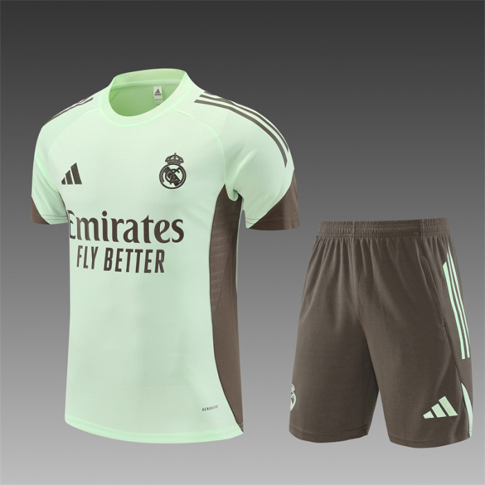 25/26 Real Madrid Short sleeve Adult training suit light green
