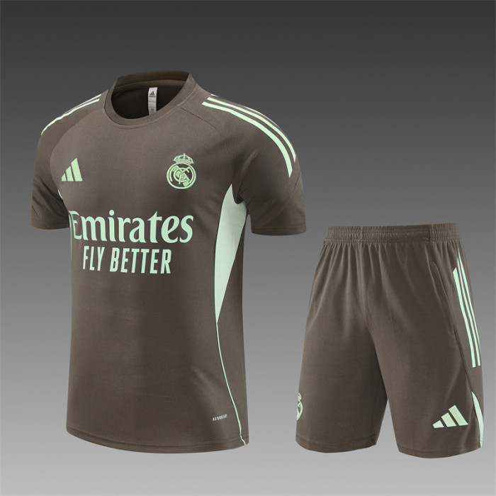 25/26 Real Madrid Short sleeve Adult training suit dark green