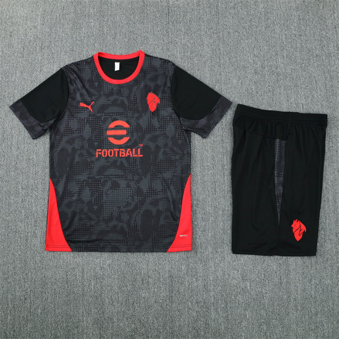 25/26 AC Milan Short sleeve kids training suit black