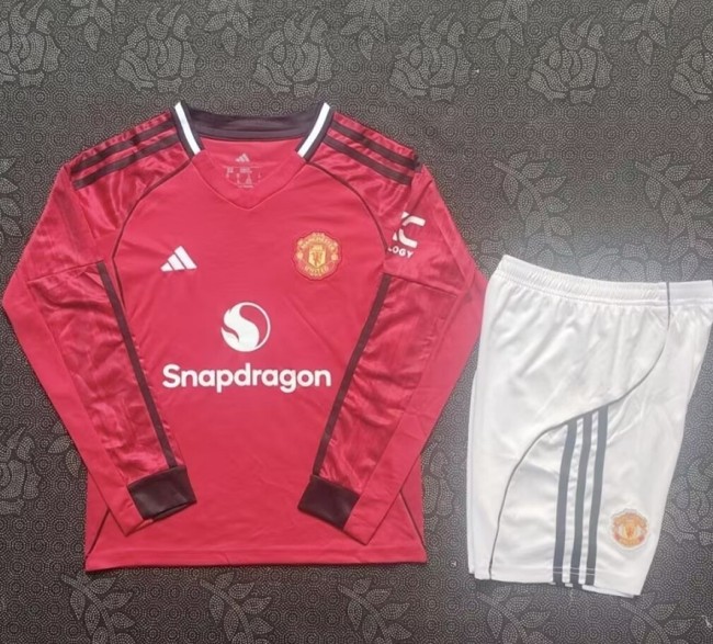 25/26 Manchester United home long sleeves kids kit