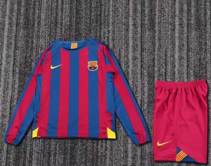Retro 05/06 Barcelona home kids kit long sleeves