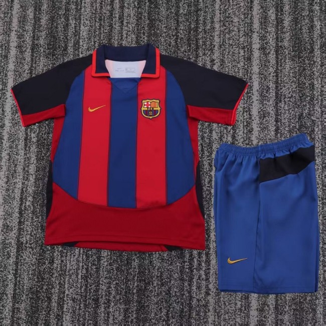 Retro 03/04 Barcelona home kids kit