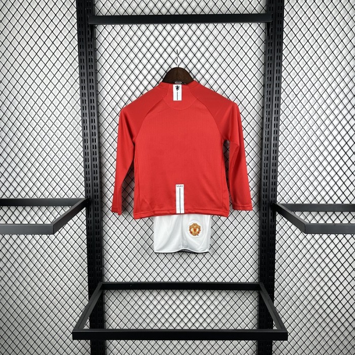 Retro 07/08 Manchester United home kids kit long sleeves