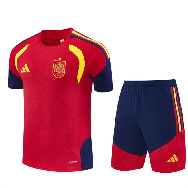 26/27 Spain kids short -sleeved training suit red