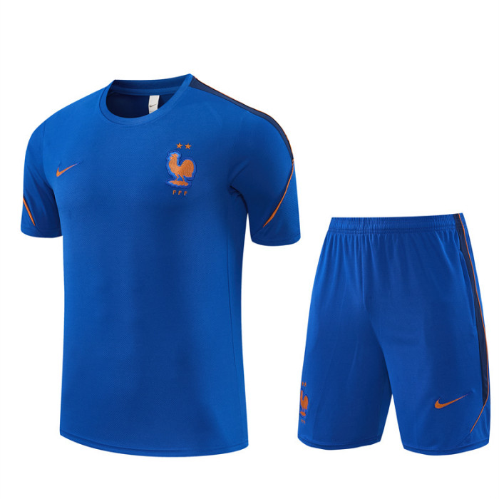 26/27 France kids short sleeved training suit royal blue