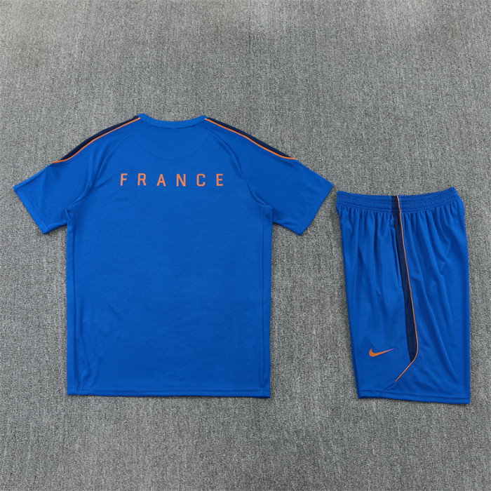 26/27 France kids short sleeved training suit royal blue