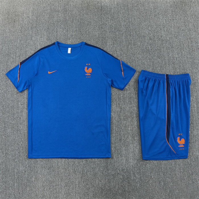 26/27 France kids short sleeved training suit royal blue