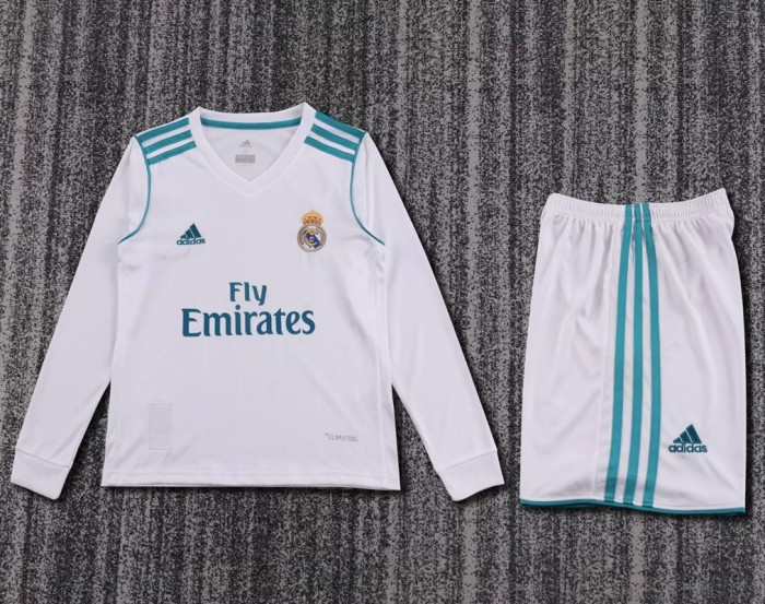Retro 17/18 Real Madrid home kids kit long sleeves