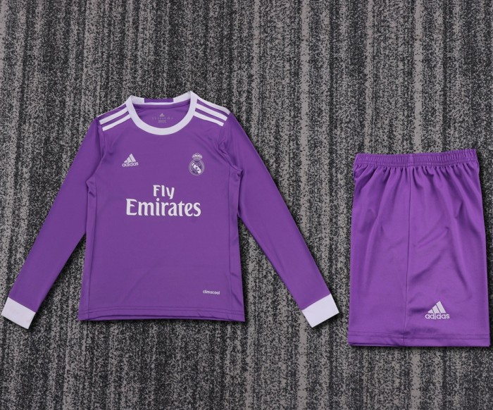 Retro 16/17 Real Madrid Away kids kit long sleeves
