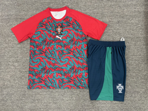 26/27 Portugal short -sleeved training suit red green