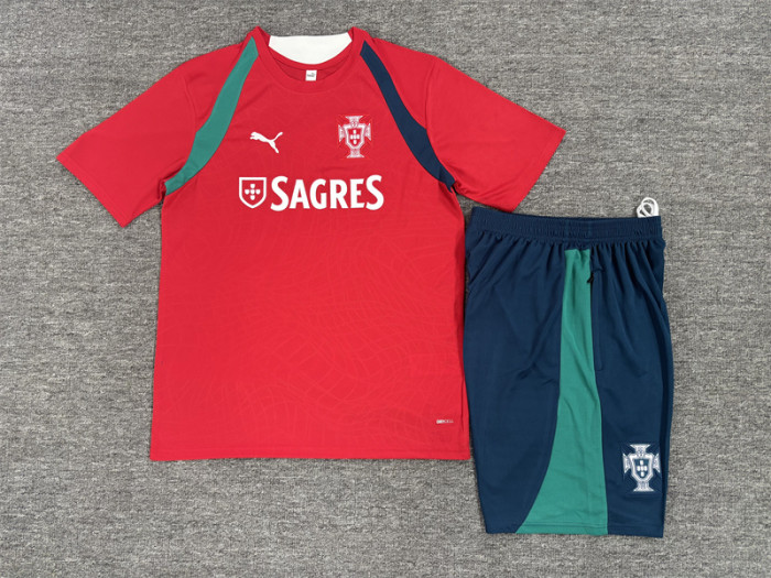 26/27 Portugal kids short -sleeved training suit red