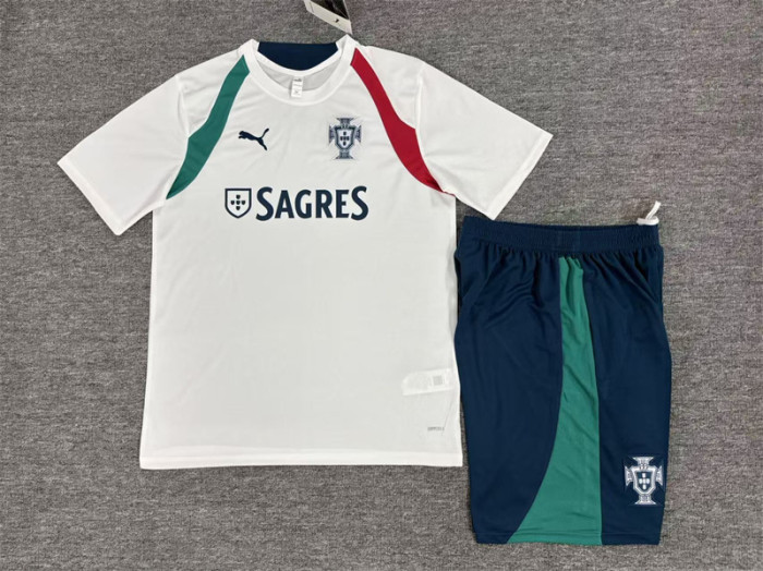 26/27 Portugal kids short -sleeved training suit white