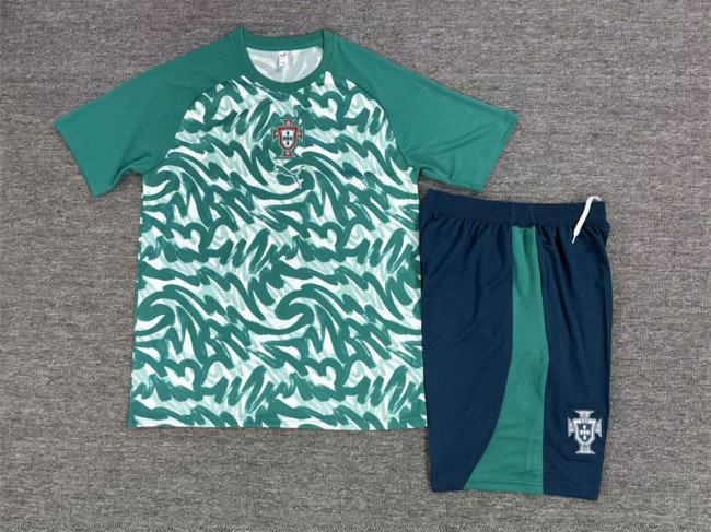26/27 Portugal kids short -sleeved training suit green