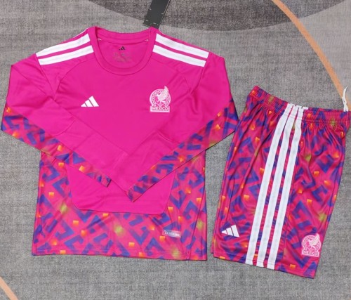 25/26 Mexico goalkeeper kids kit Pink long sleeves