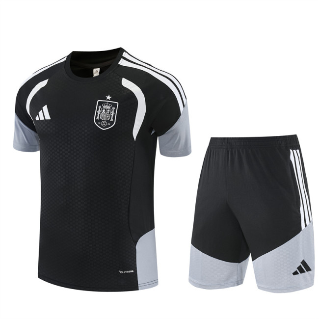 26/27 Spain kids short -sleeved training suit black
