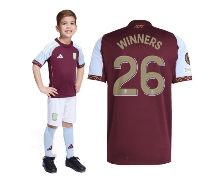 25/26 Aston Villa home UEFA Europa League Winners kids kit