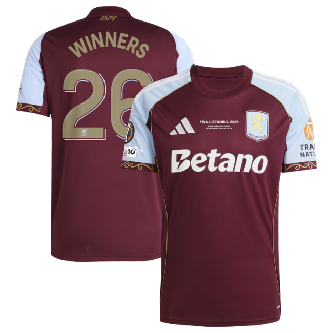 25/26 Aston Villa home UEFA Europa League Winners football jersey