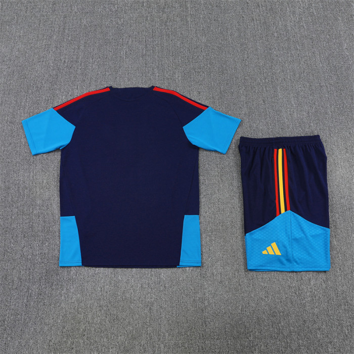 26/27 Spain kids short -sleeved training suit royal blue