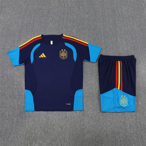 26/27 Spain kids short -sleeved training suit royal blue