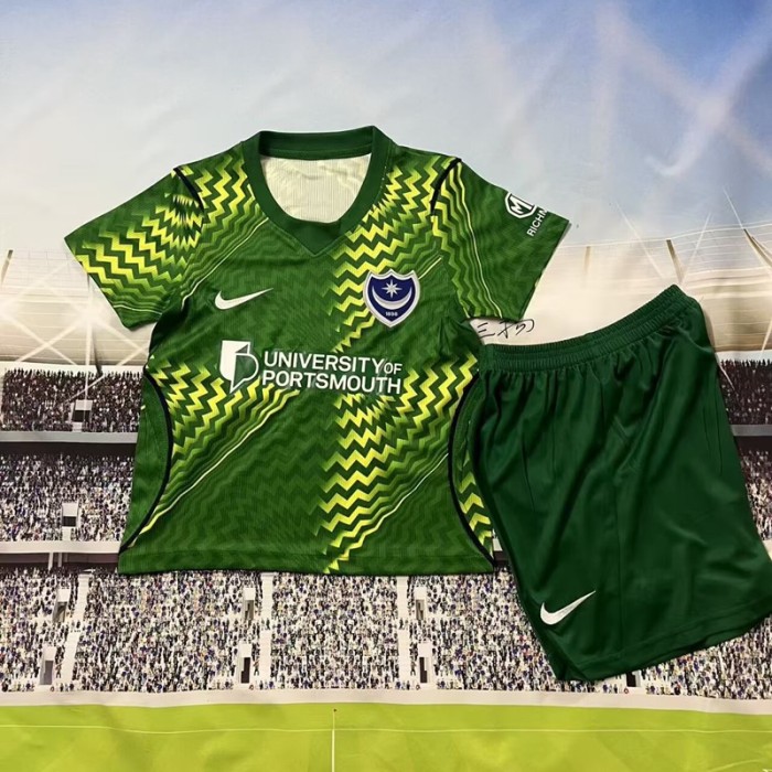 26/27 Portsmouth goalkeeper kids kit green