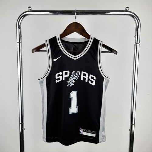NBA San Antonio Spurs #1 WEMBANYAMA kids Basketball Jersey black
