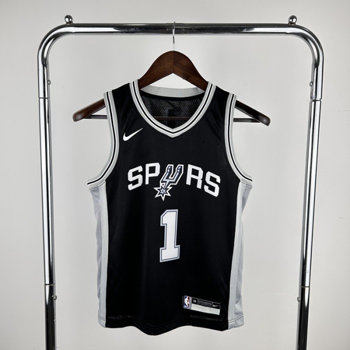 NBA San Antonio Spurs #1 WEMBANYAMA kids Basketball Jersey black
