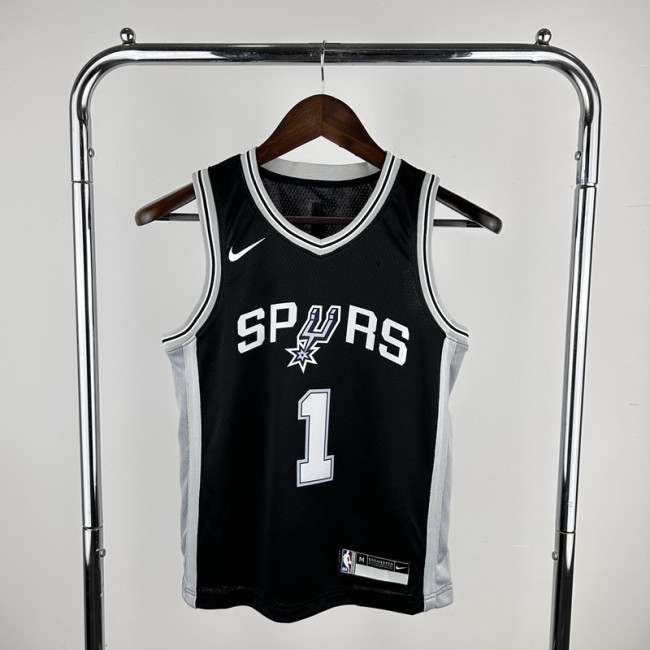 NBA San Antonio Spurs #1 WEMBANYAMA kids Basketball Jersey black