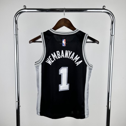 NBA San Antonio Spurs #1 WEMBANYAMA kids Basketball Jersey black