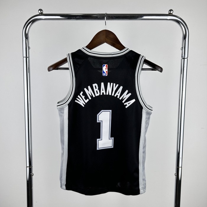 NBA San Antonio Spurs #1 WEMBANYAMA kids Basketball Jersey black