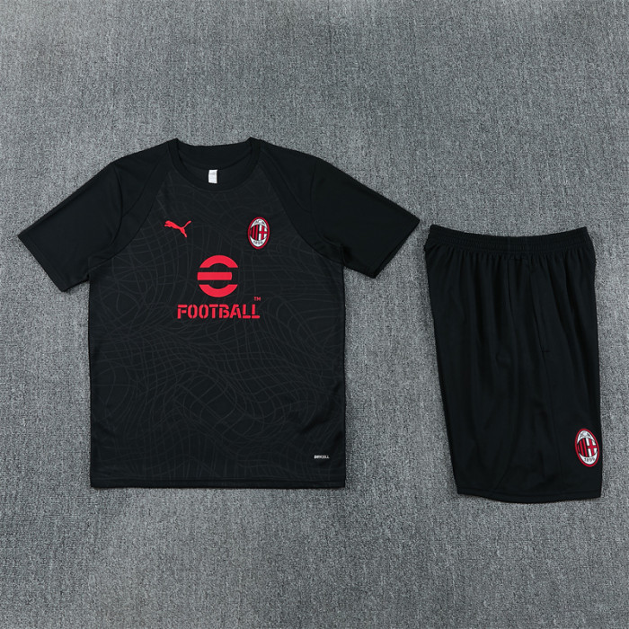 26/27 AC Milan Short sleeve kids training suit black