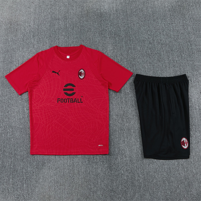 26/27 AC Milan Short sleeve kids training suit red