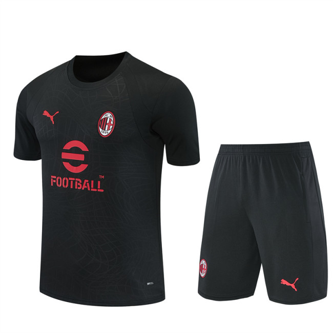 26/27 AC Milan Short sleeve kids training suit black