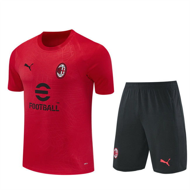 26/27 AC Milan Short sleeve kids training suit red