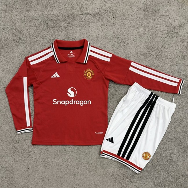26/27 Manchester United home kids kit long sleeves