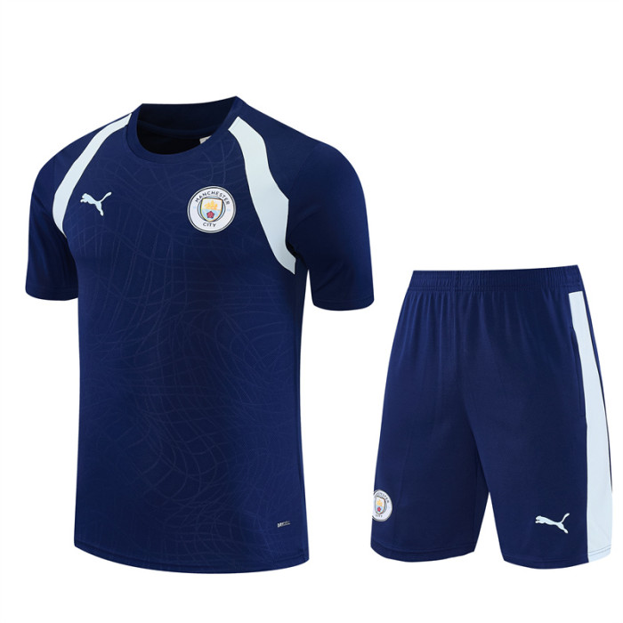 26/27 Manchester City kids Short sleeve training suit Royal Blue