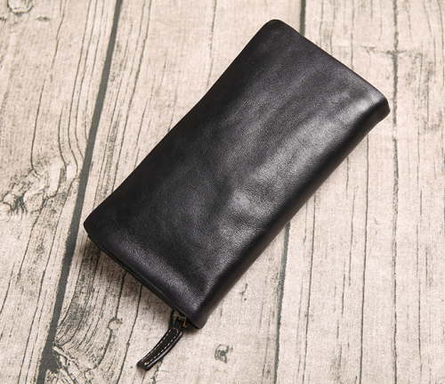 Handbag men's leather zipper Long Wallet large capacity leisure men's top leather handbag