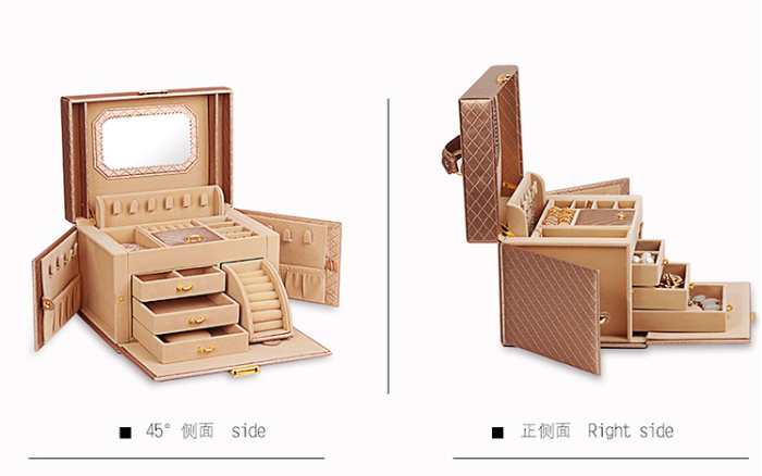 Jewelry box Princess European jewelry storage box Korean popular jewelry storage box wooden belt lock leather gift female
