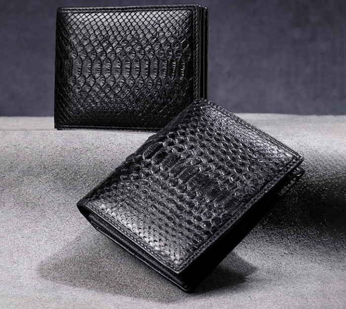 New Python leather wallet men's short real pickup bag leisure business