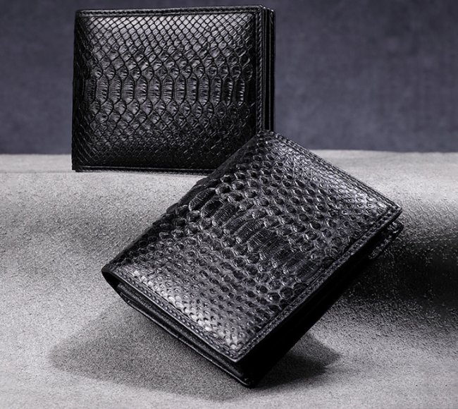 New Python leather wallet men's short real pickup bag leisure business