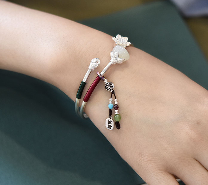 Bracelet female Sterling Silver 925 silver jewelry simple fashion creative solid opening handmade anemone bracelet bracelet