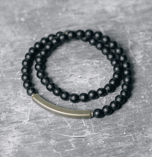 Simple matte small cut Black Agate Bracelet female neutral versatile Stone Bead Bracelet