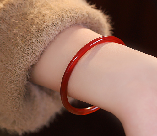 Carmine natural chalcedony Bracelet female national style retro elegant temperament jewelry