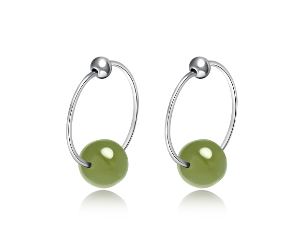 Hotan Jade Silver Earrings female 999 Sterling Silver 2022 new fashion earrings small earrings antique