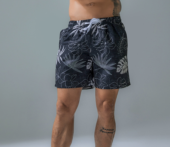 Summer light and thin quick drying beach pants men's printed swimming trunks quarter Shorts Large underpants