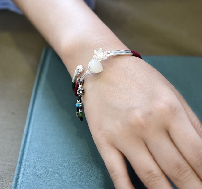Bracelet female Sterling Silver 925 silver jewelry simple fashion creative solid opening handmade anemone bracelet bracelet