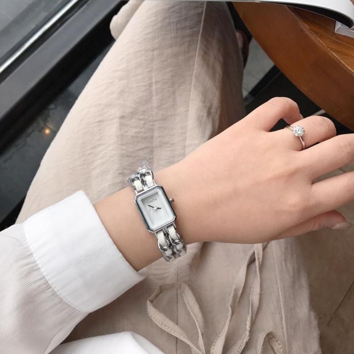 Bracelet type brand women watch exquisite and compact stainless steel leather strap Christmas and Valentine's Day gift preferred