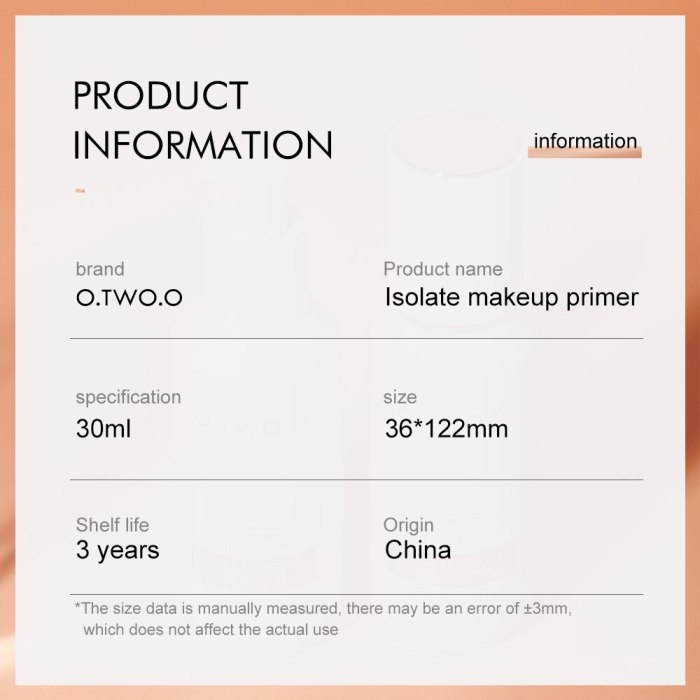 O.TWO.O Makeup Primer Face Base Liquid Matte Foundation Primer Invisible Pore Primer Non-greasy Not Cakey Protective Cosmetics